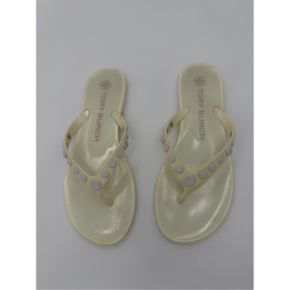 Tory Burch Shoes - Tory Burch Cream Jelly Stud Flip Flop Sandals size 6